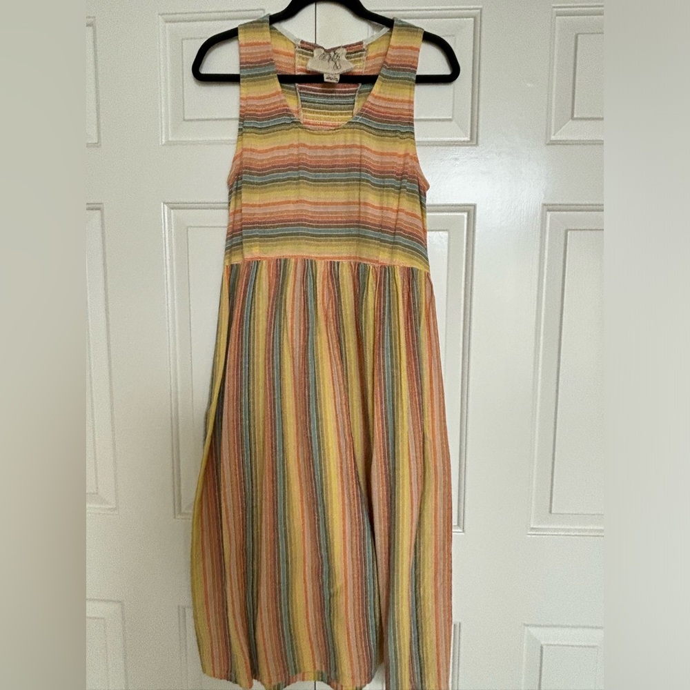 Ace and Jig Soirée dress in Peace color. Light weight fabric.